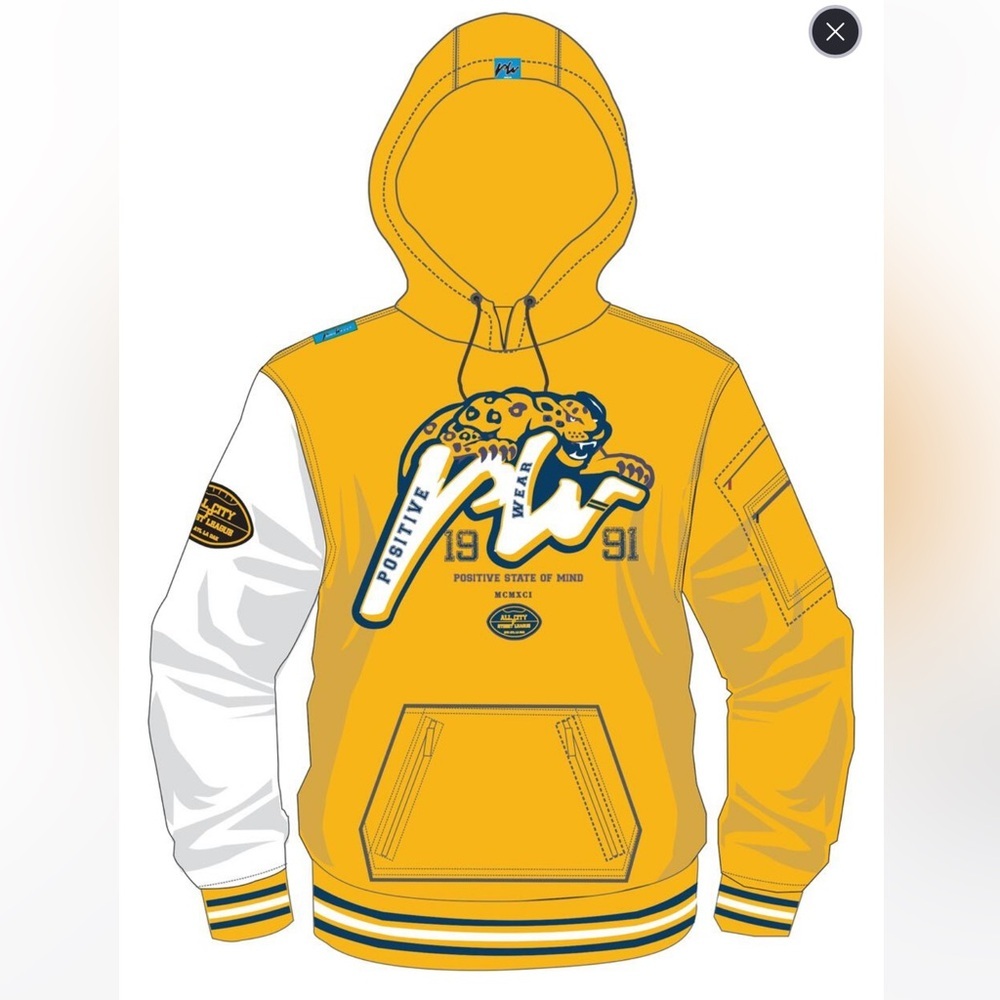 2 Piece Set Positive Wear Black and Yellow Hoodie & Sweatpants Graphic D…